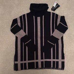 Frank Lyman Design Black and brown Striped Turtleneck Sweater